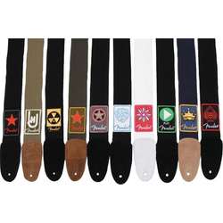 FENDER PATCHWORKS SERIES - PLAY -  BLACK COTTON/LEATHER STRAP