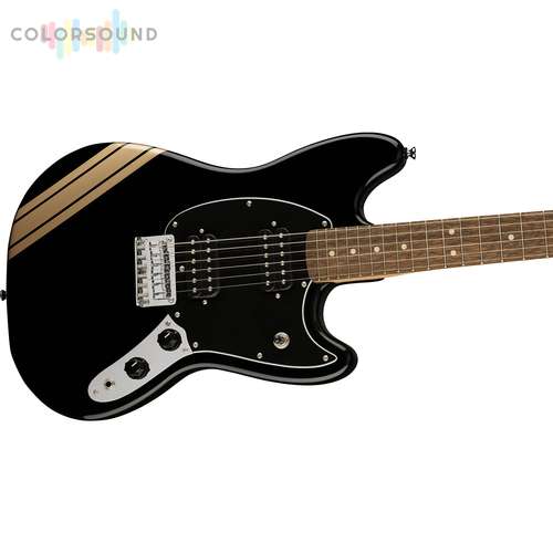 SQUIER by FENDER BULLET MUSTANG FSR HH BLACK w/COMPETITION STRIPES