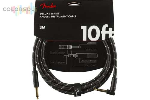 FENDER CABLE DELUXE SERIES 10' ANGLED BLACK TWEED