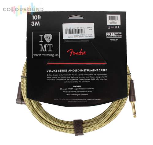 FENDER CABLE DELUXE SERIES 10' ANGLED TWEED