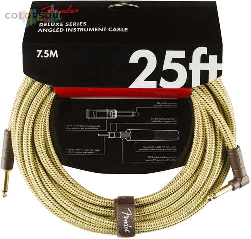 FENDER CABLE DELUXE SERIES 25' ANGLED TWEED