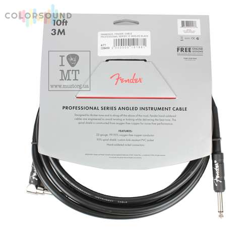 FENDER CABLE PROFESSIONAL SERIES 10' ANGLED BLACK