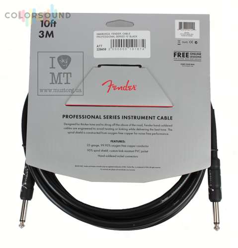 FENDER CABLE PROFESSIONAL SERIES 10' BLACK