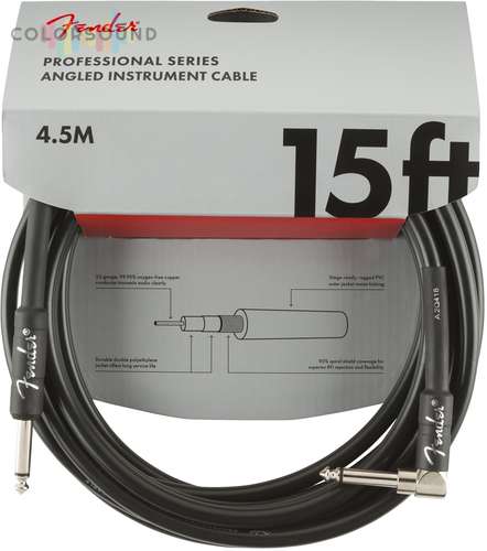 FENDER CABLE PROFESSIONAL SERIES ANGLED 15' BLACK