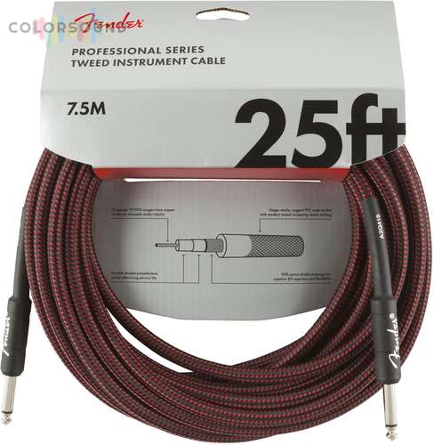 FENDER CABLE PROFFESIONAL SERIES 25' RED TWEED