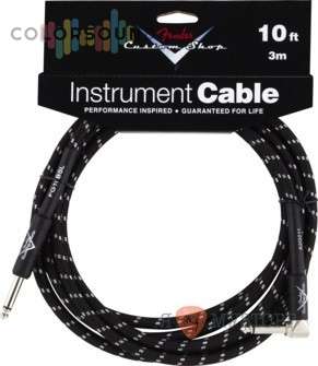 FENDER Custom Shop Performance Series Cable, 10', Angled, Black Tweed