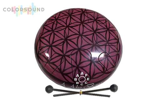 PALM PERCUSSION METAL TONGUE DRUM 8 LEAFS MAROON