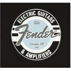 FENDER T-SHIRT GUITAR AND AMP LOGO MEN'S BLACK/DAPHNE BLUE M