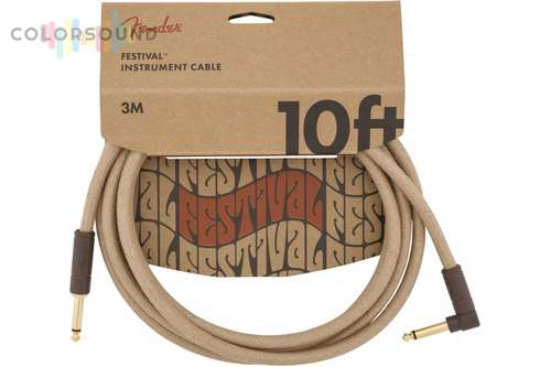 FENDER 10' ANGLED FESTIVAL INSTRUMENT CABLE PURE HEMP NATURAL