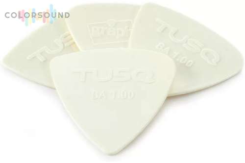 GRAPH TECH PQP-0401-W4 TUSQ Bi-Angle Pick 1mm White (Bright) 4 Pack