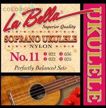 La Bella 11 Soprano Ukulele, Clear Nylon